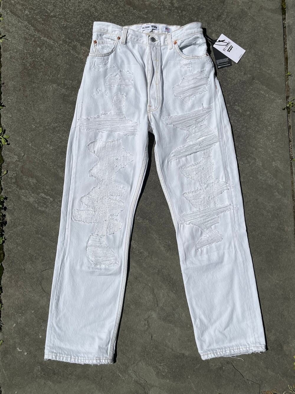 💎 Rare Grail: RE/DONE Reconstructed 90s Repair Jeans White 26 💎